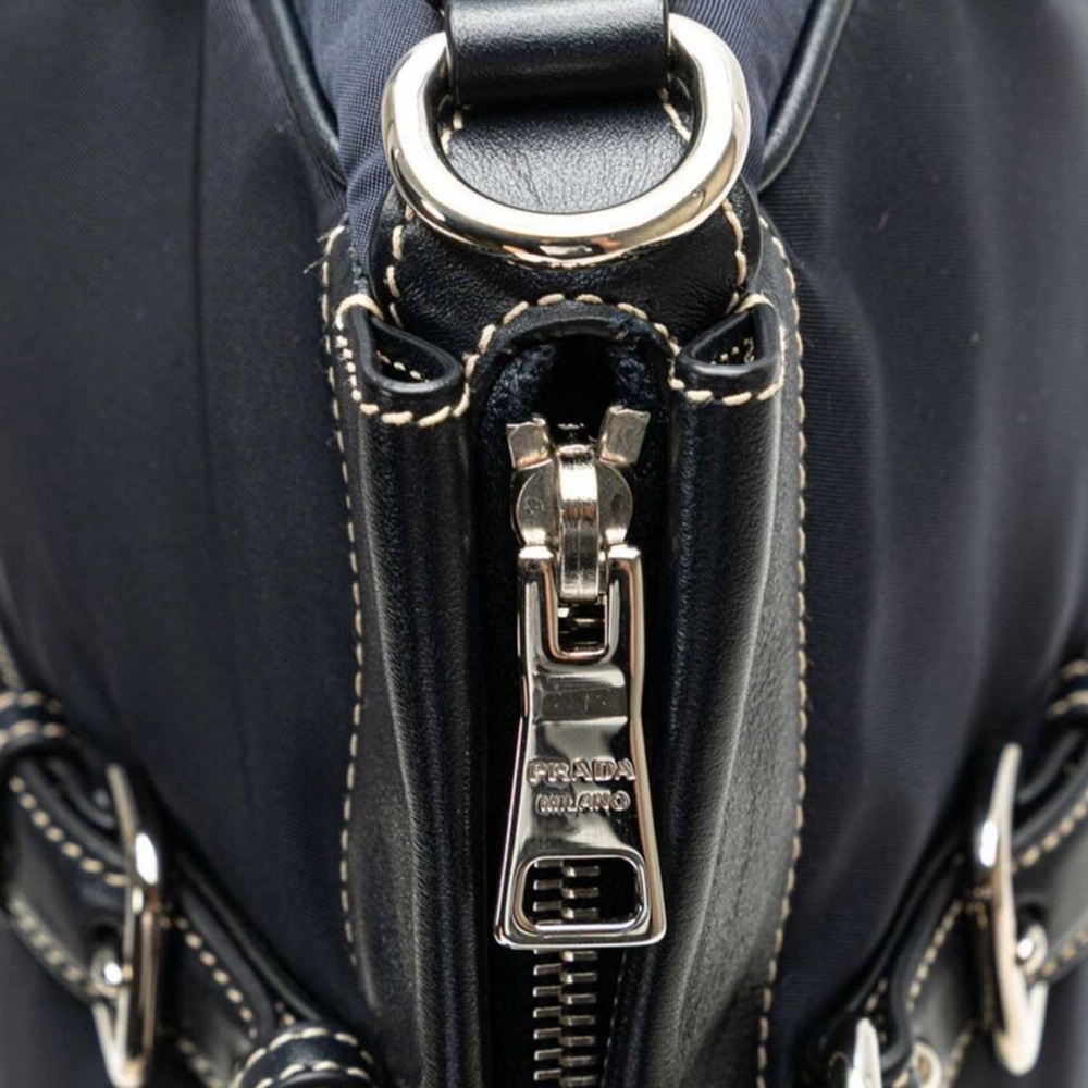 PRADA Nylon Leather 2 Way Shoulder/Top Handle Bag Navy Crossbody (NWOT) - Picture 7 of 11